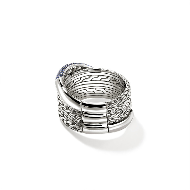 JH Essential Pavé Crossover Ring, Sterling Silver, Gemstones 4