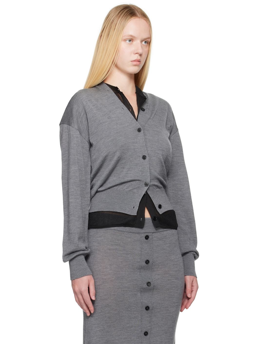 Gray Knit Bascule Cardigan - 2