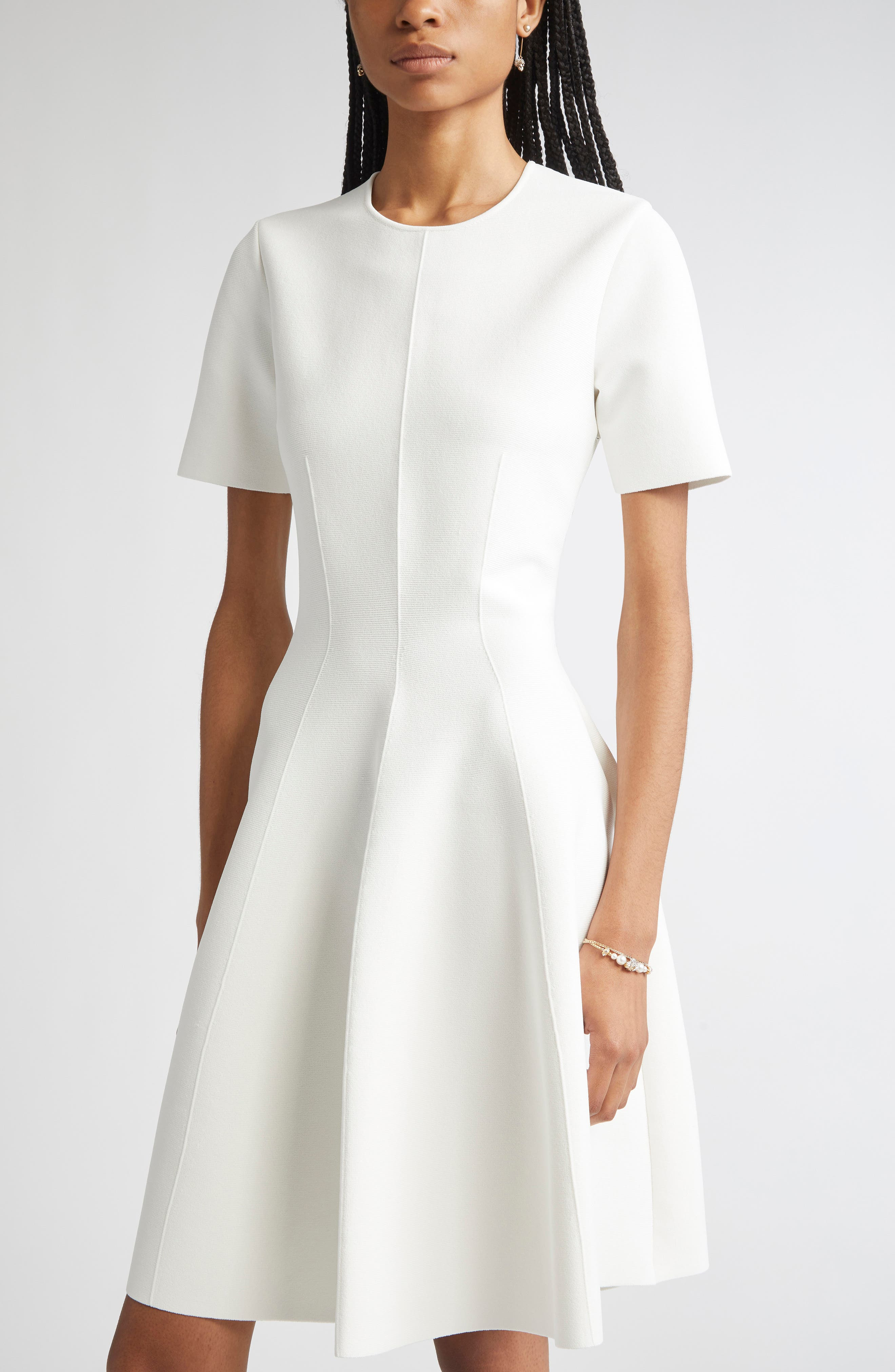 McQueen Jersey Fit & Flare Dress in Ivory at Nordstrom - 4