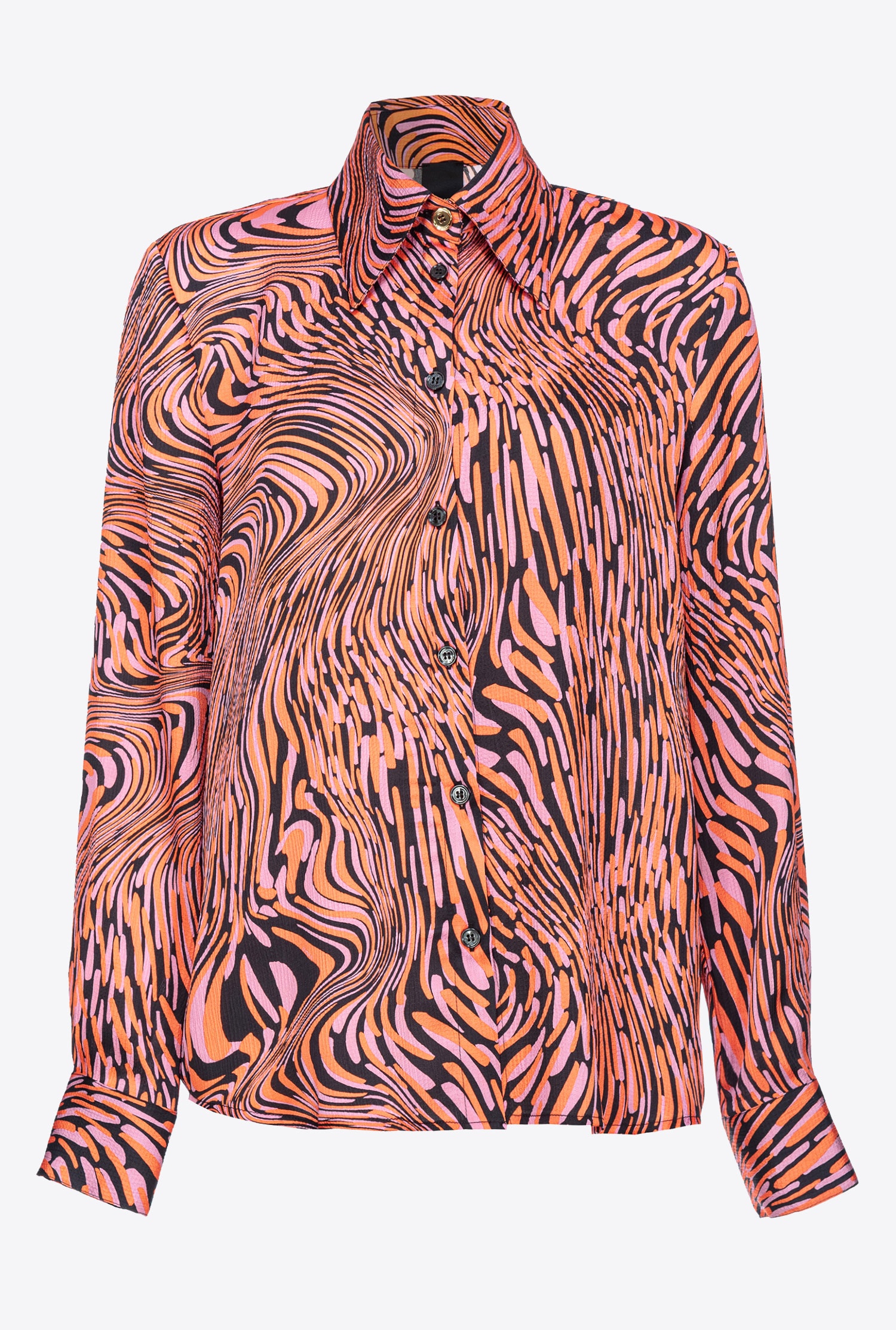 SATIN SHIRT WITH DISTORTED PRINT - 1