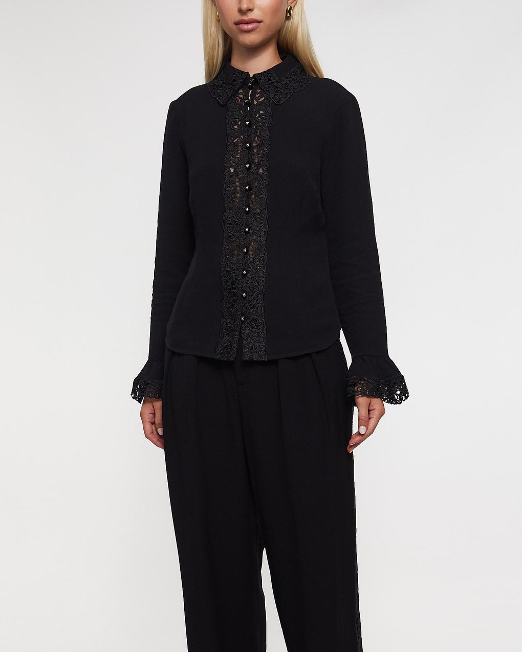 Shirt Lace Trim Black - 2