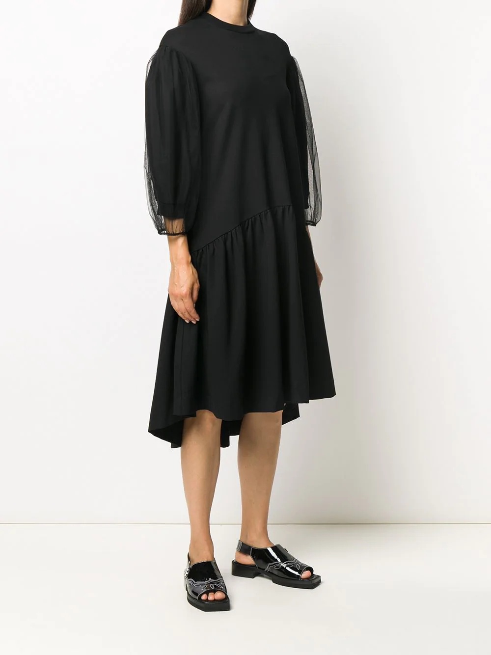 puffed sleeves flared dress - 3