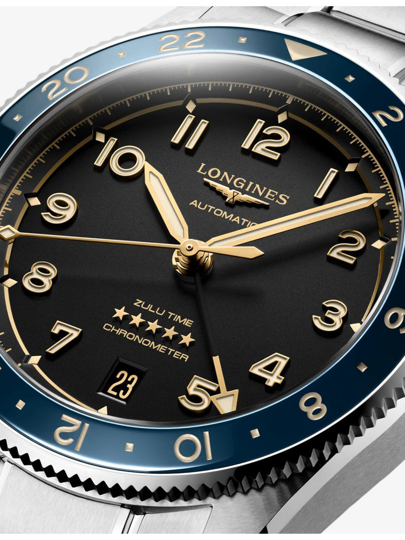 Longines L3.802.4.60.6 Spirit Zulu Time Stainless-Steel and Ceramic Bezel 39mm Automatic Watch outlook