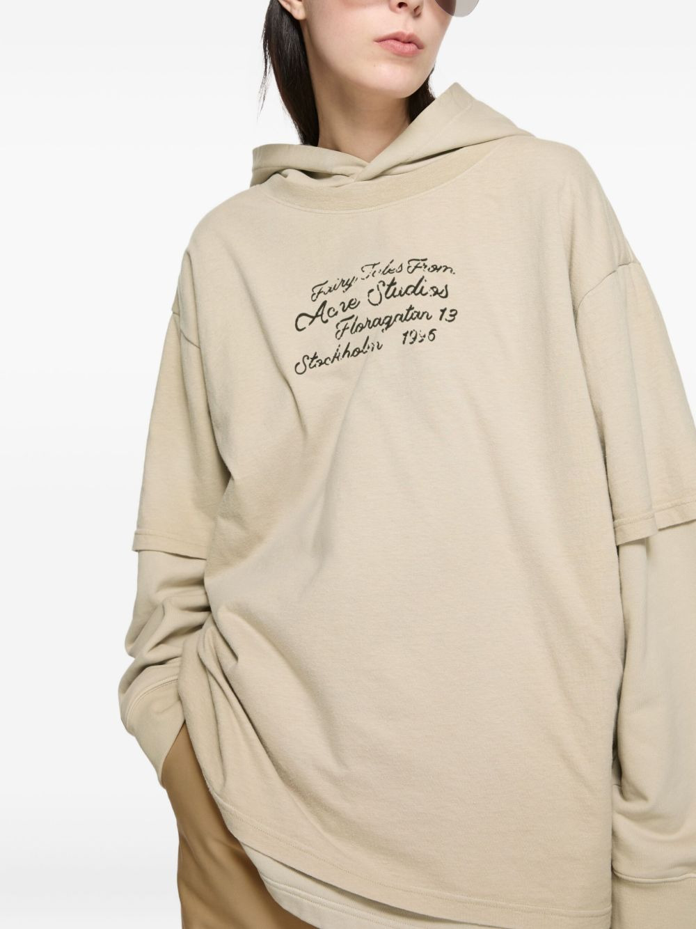 double-layered lettering-detail hoodie - 5