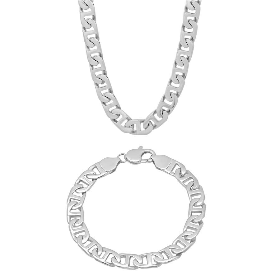 Robert Alton - Robert Alton Mariner Link Stainless Steel Necklace and Bracelet Set for Men - 3