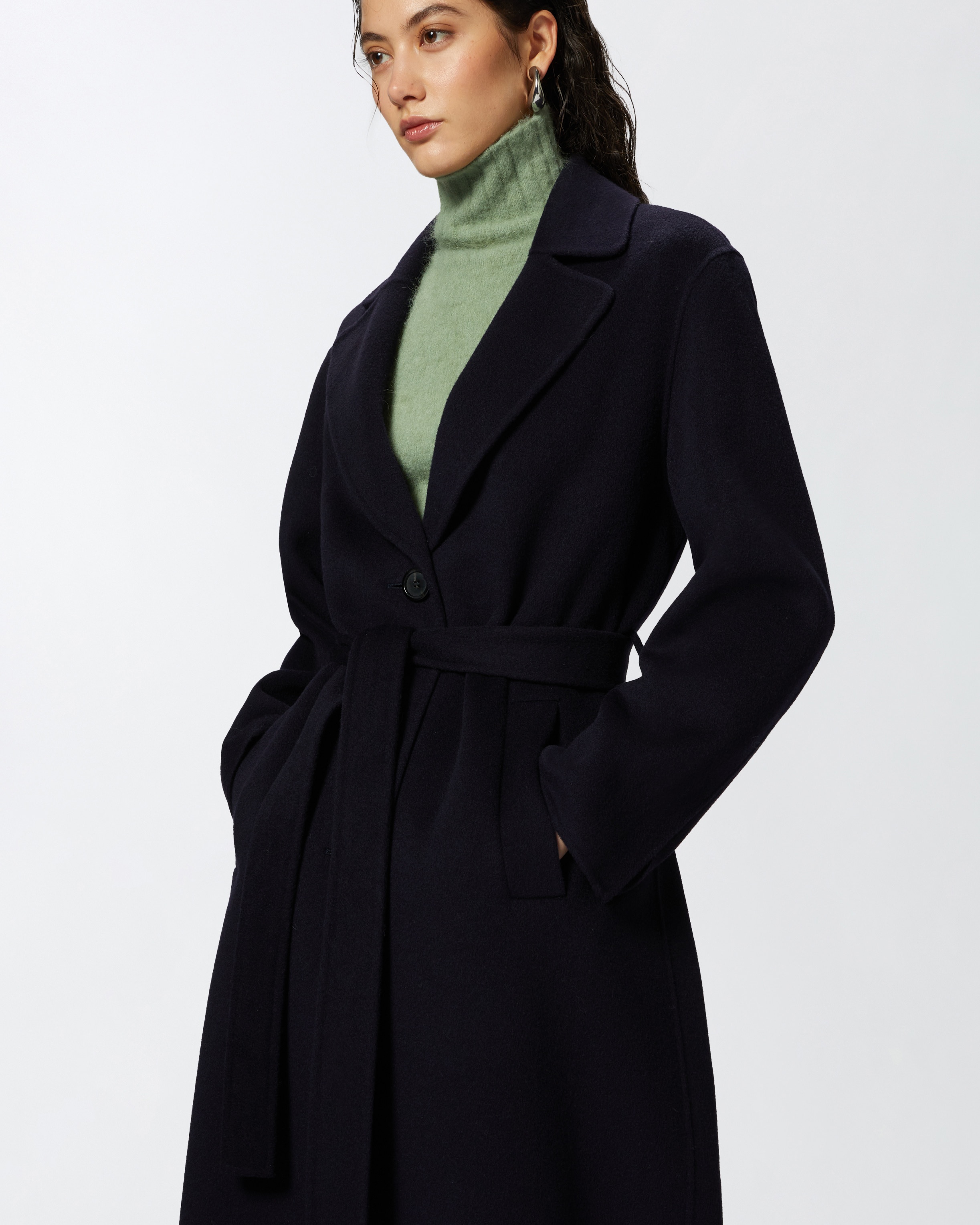 LONG DOUBLE-LAYERED CLOTH COAT WITH BELT - 5