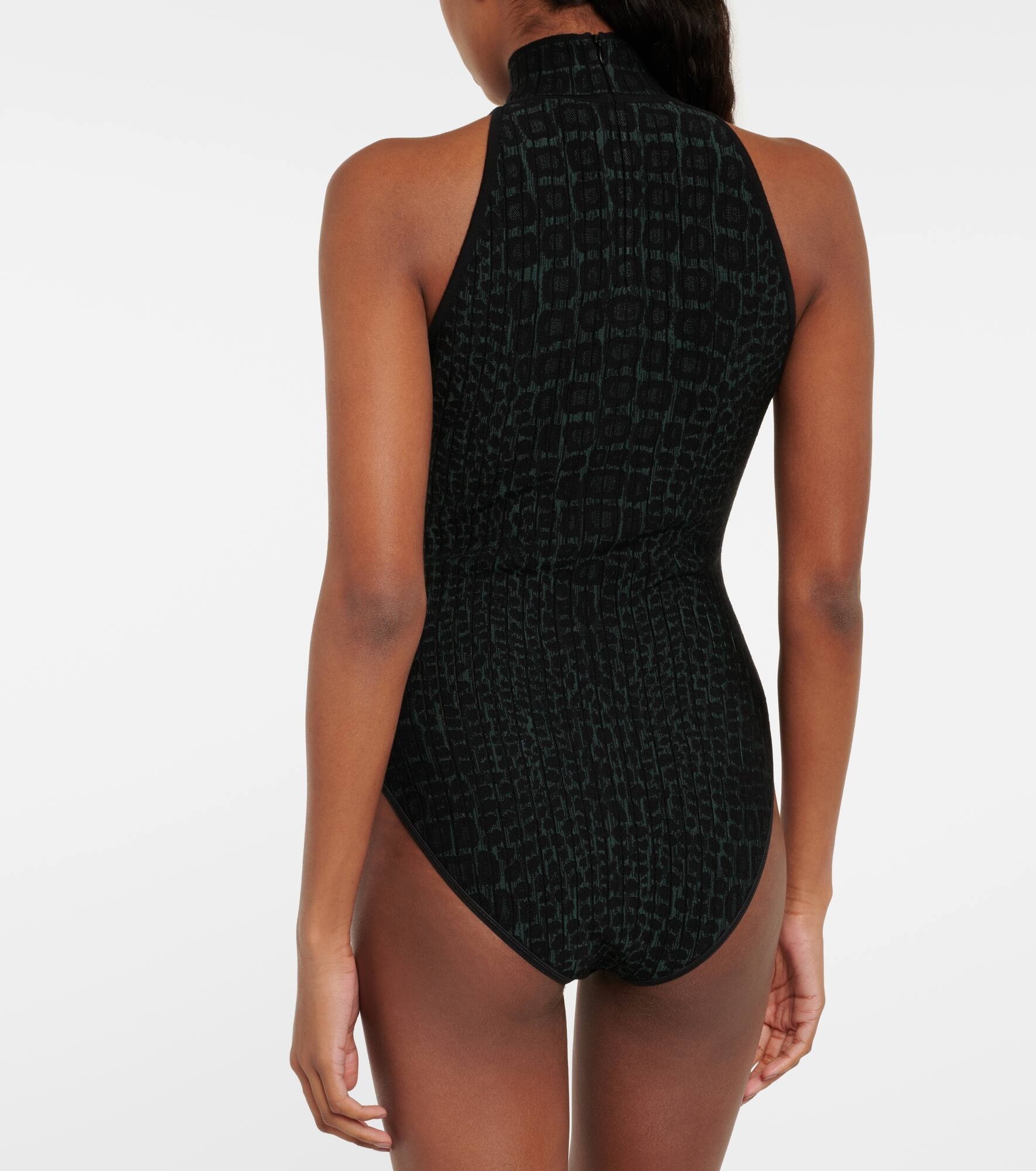 Croc-effect halterneck bodysuit - 4
