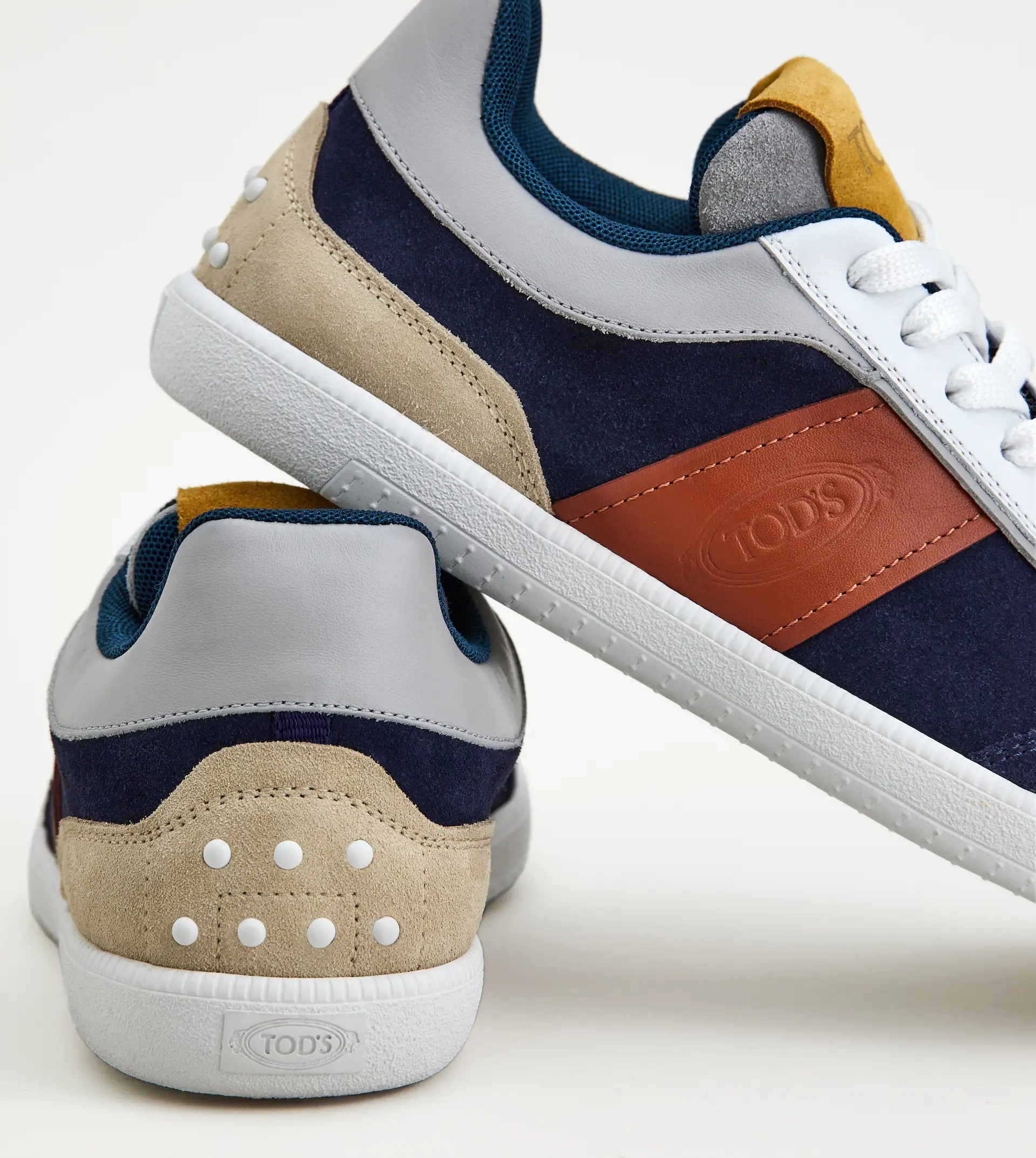 TOD'S TABS SNEAKERS IN SUEDE - BLUE, BROWN, WHITE - 7