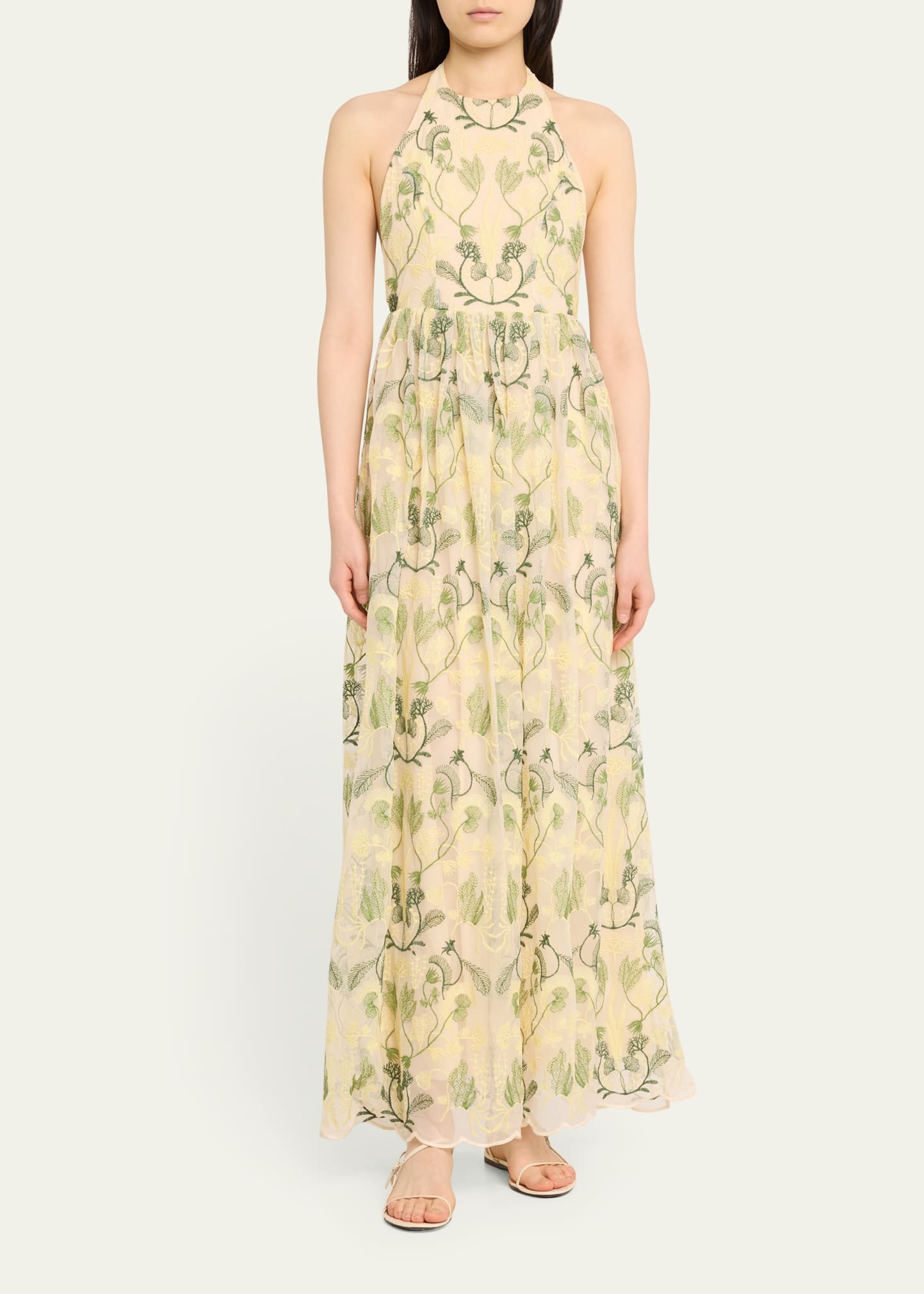 Acanella Embroidered Tie-Back Maxi Dress - 2