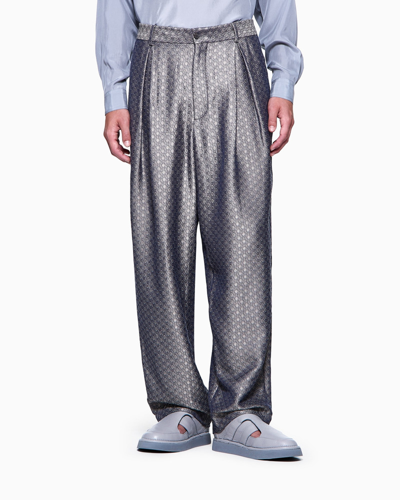 GIORGIO ARMANI JACQUARD VISCOSE, SILK AND LINEN SINGLE-PLEAT TROUSERS outlook