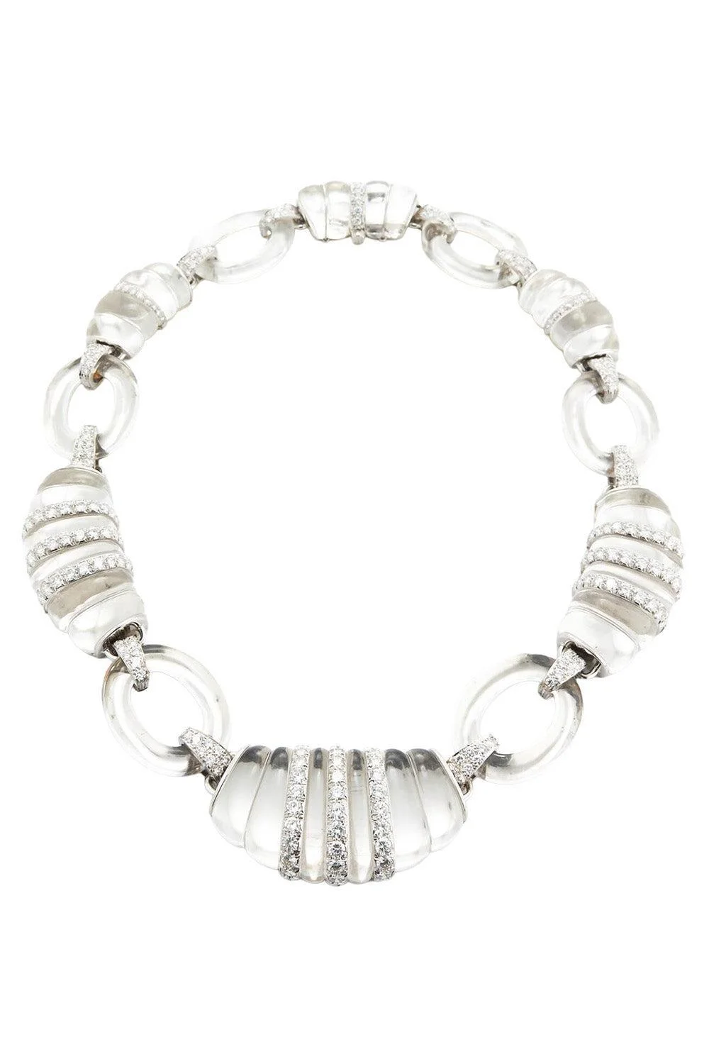 Diamond Dinner Roll Rock Crystal Necklace - 1