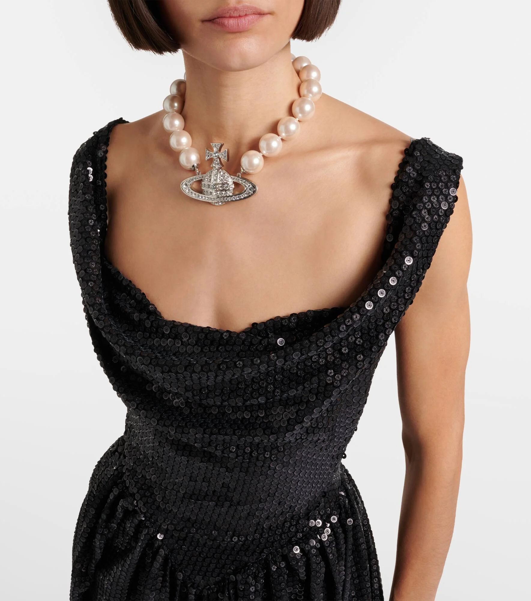 Vivienne Westwood Mini Sunday sequined draped corset dress - P01121273