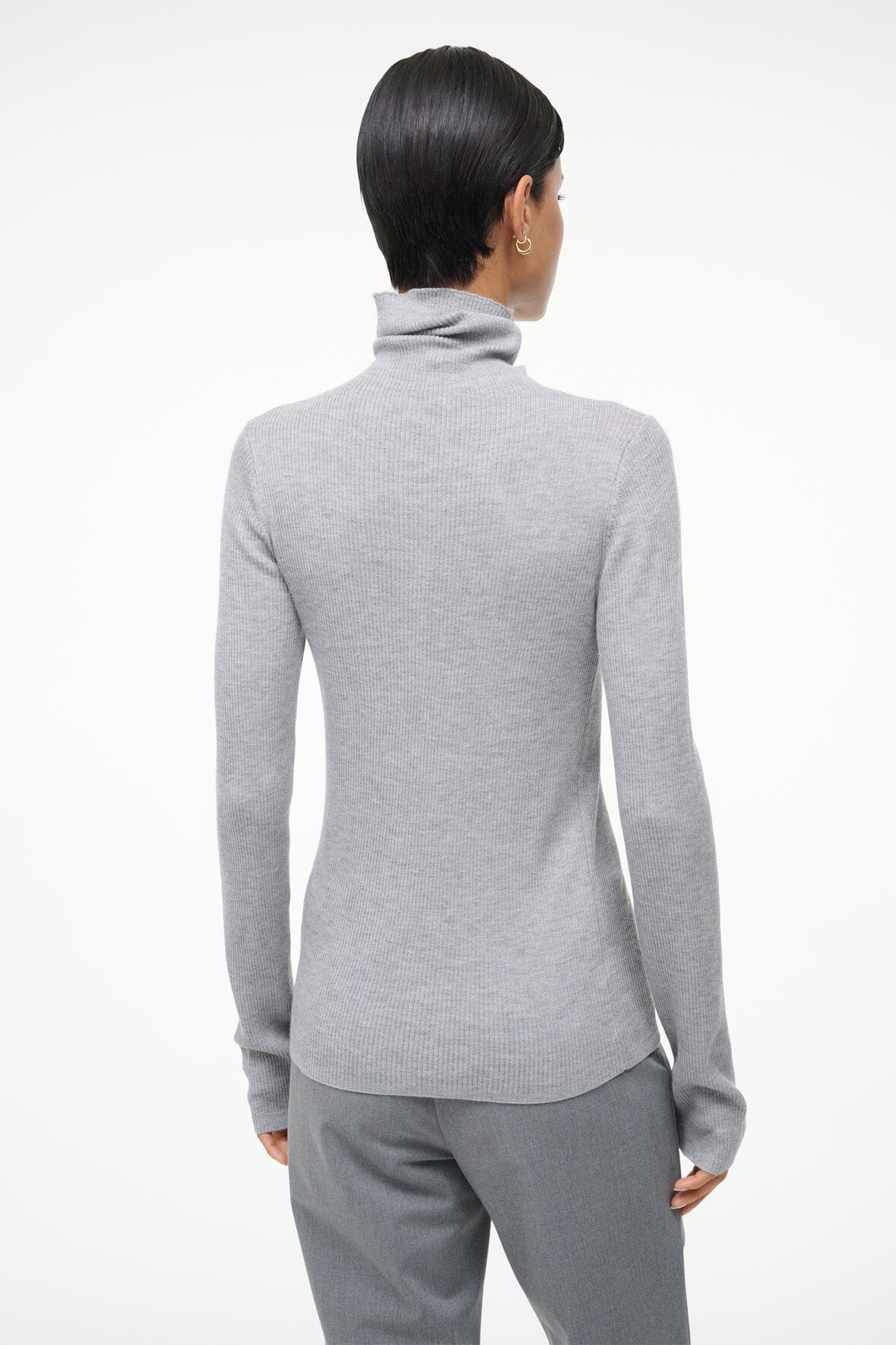 STAUD TONI SUPERFINECASHMERE SWEATER ASH GREY - 3