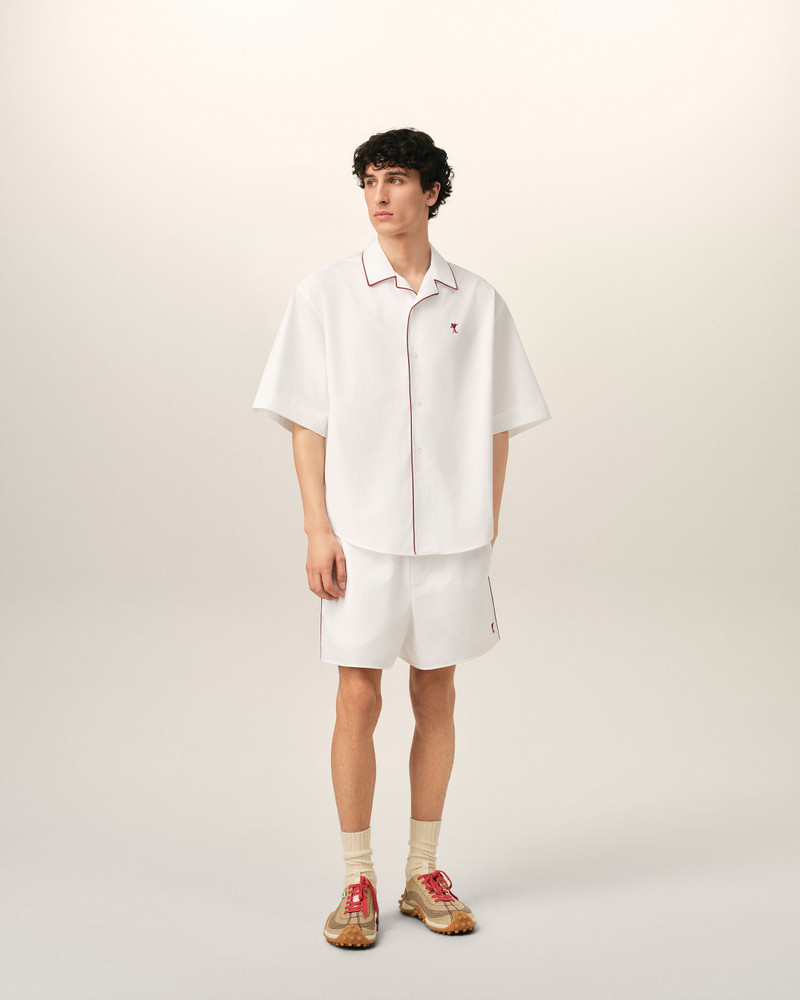 WHITE COTTON SHORT-SLEEVE SHIRT WITH AMI DE COEUR ARROW 3