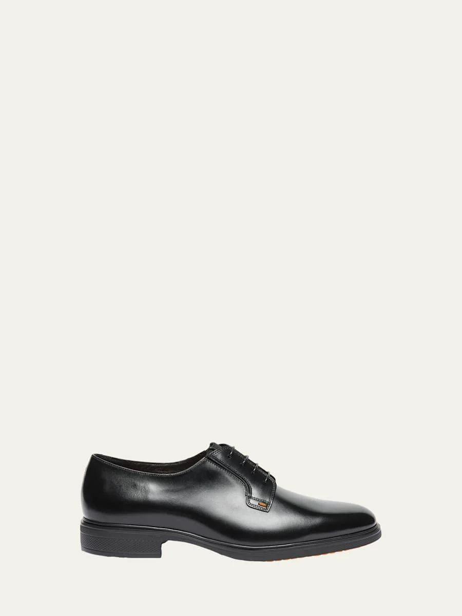 Men's Easy Collection Leather Rubber-Sole Derby Shoes - 1