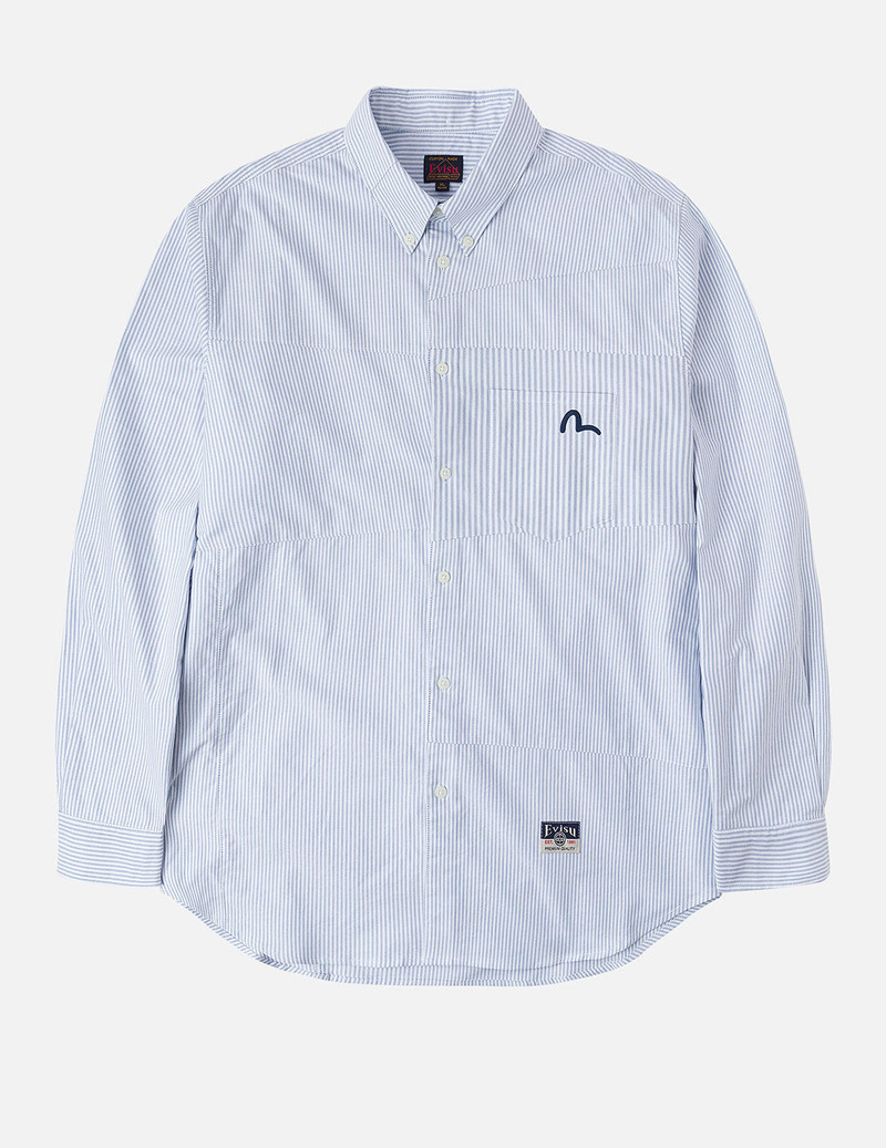 Deconstructed Seagull Embroidery Relax Fit Striped Shirt 1
