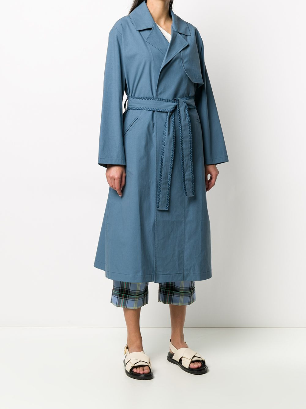 long sleeve belted trench coat - 3