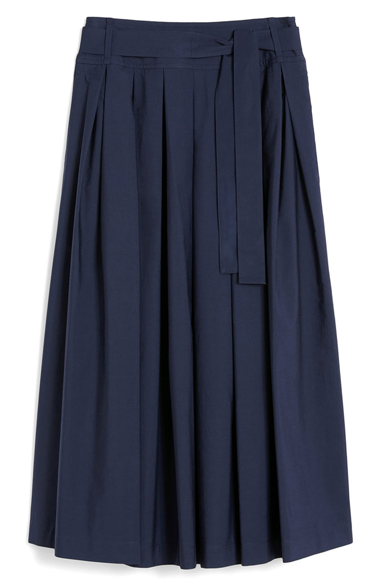 Weekend Max Mara Agiate Tie Waist Cotton Skirt in Navy at Nordstrom - 4
