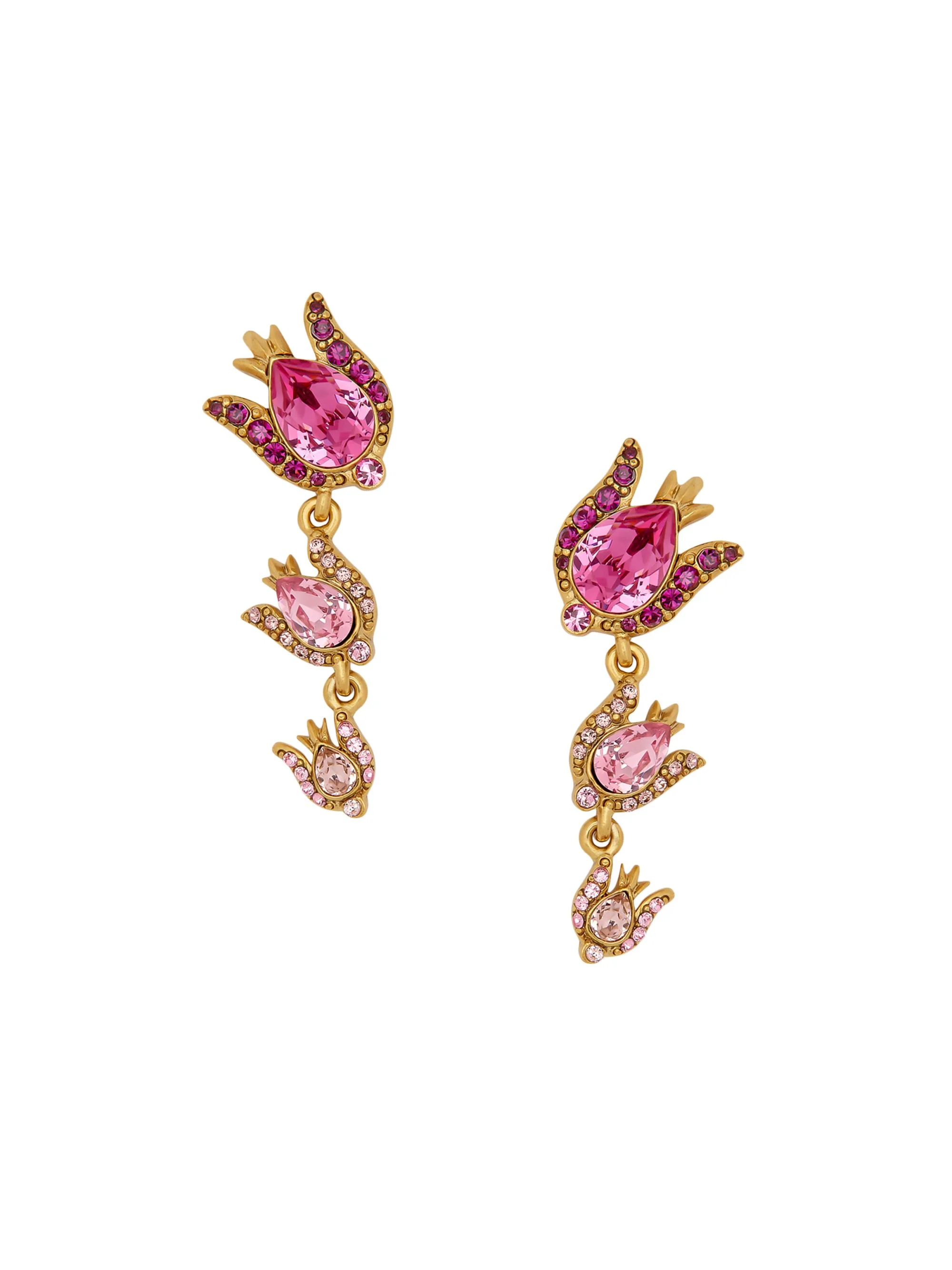 Women's Goldtone & Glass Crystal Rose Triple-Drop Earrings - Rose Multi - 1