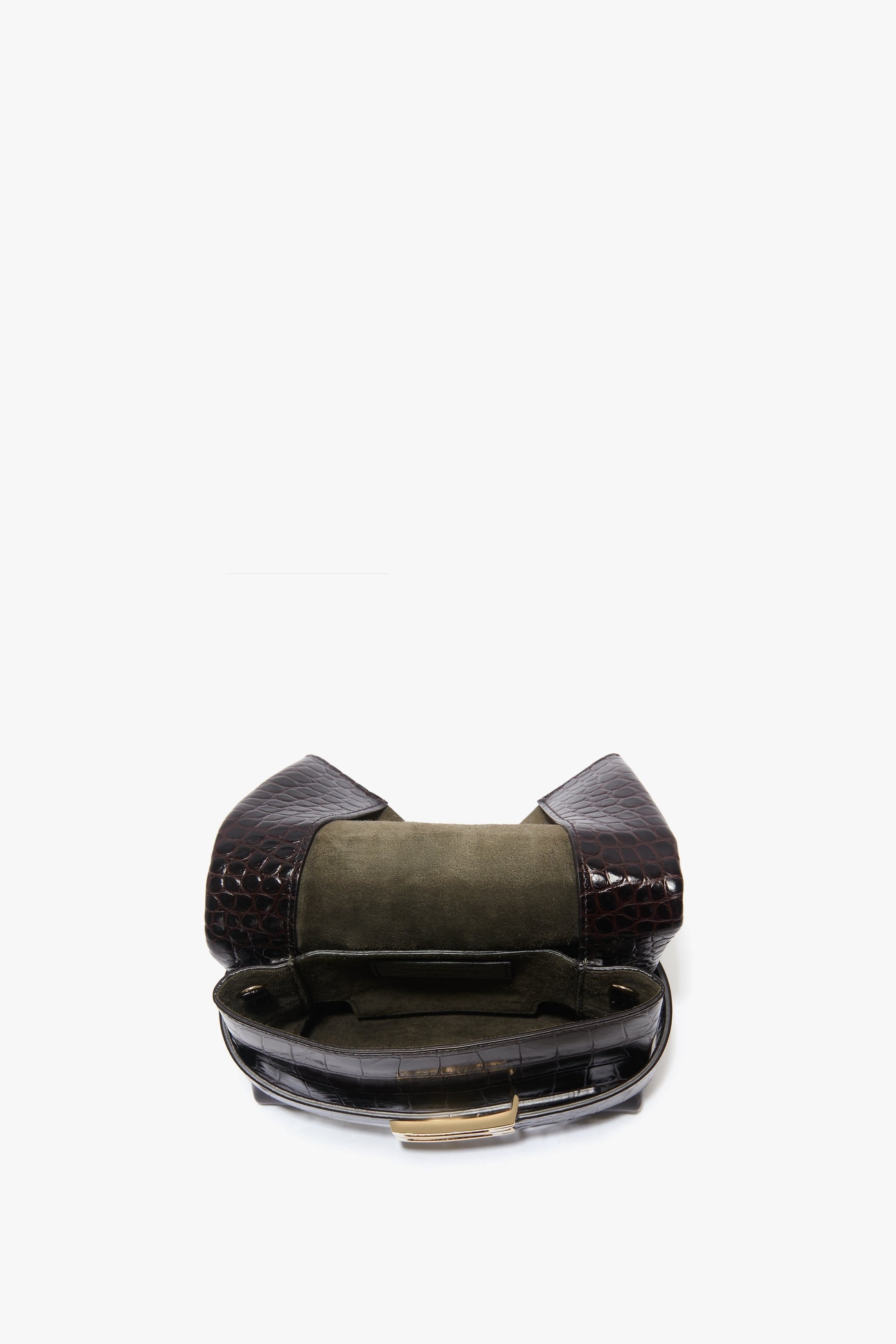 Mini B Pouch In Croc Effect Espresso Leather - 6