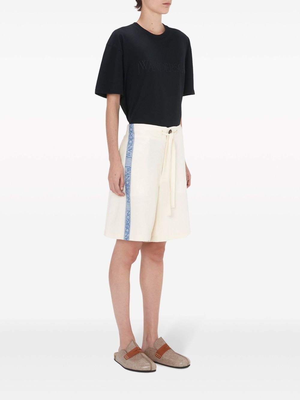 logo-tape wide-leg shorts - 2