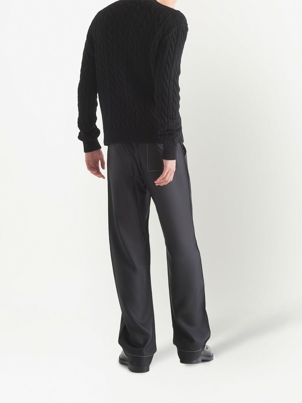logo-embroidered cable-knit jumper - 3