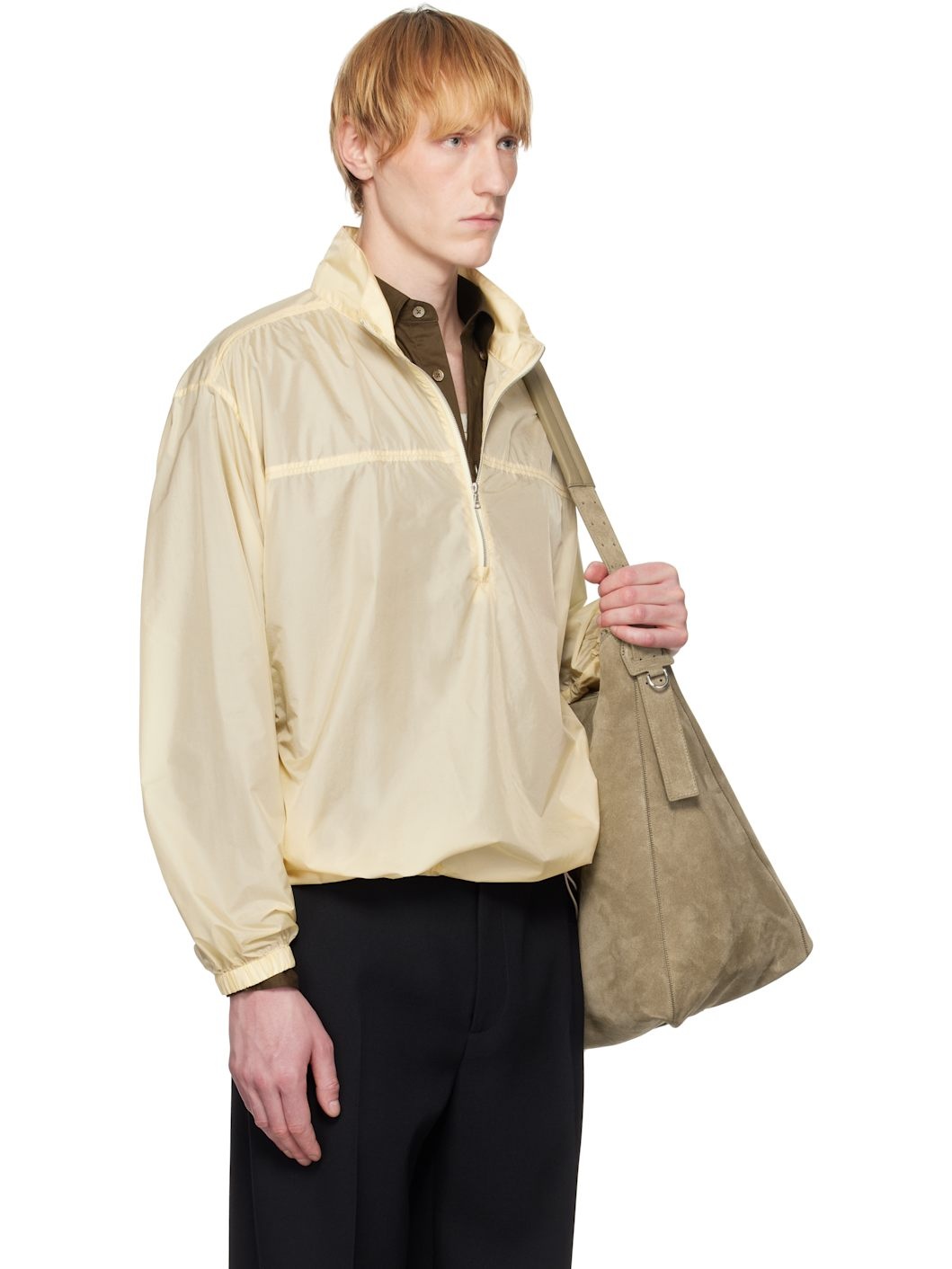 Yellow Light Sheer Nylon Half Zip Jacket - 2