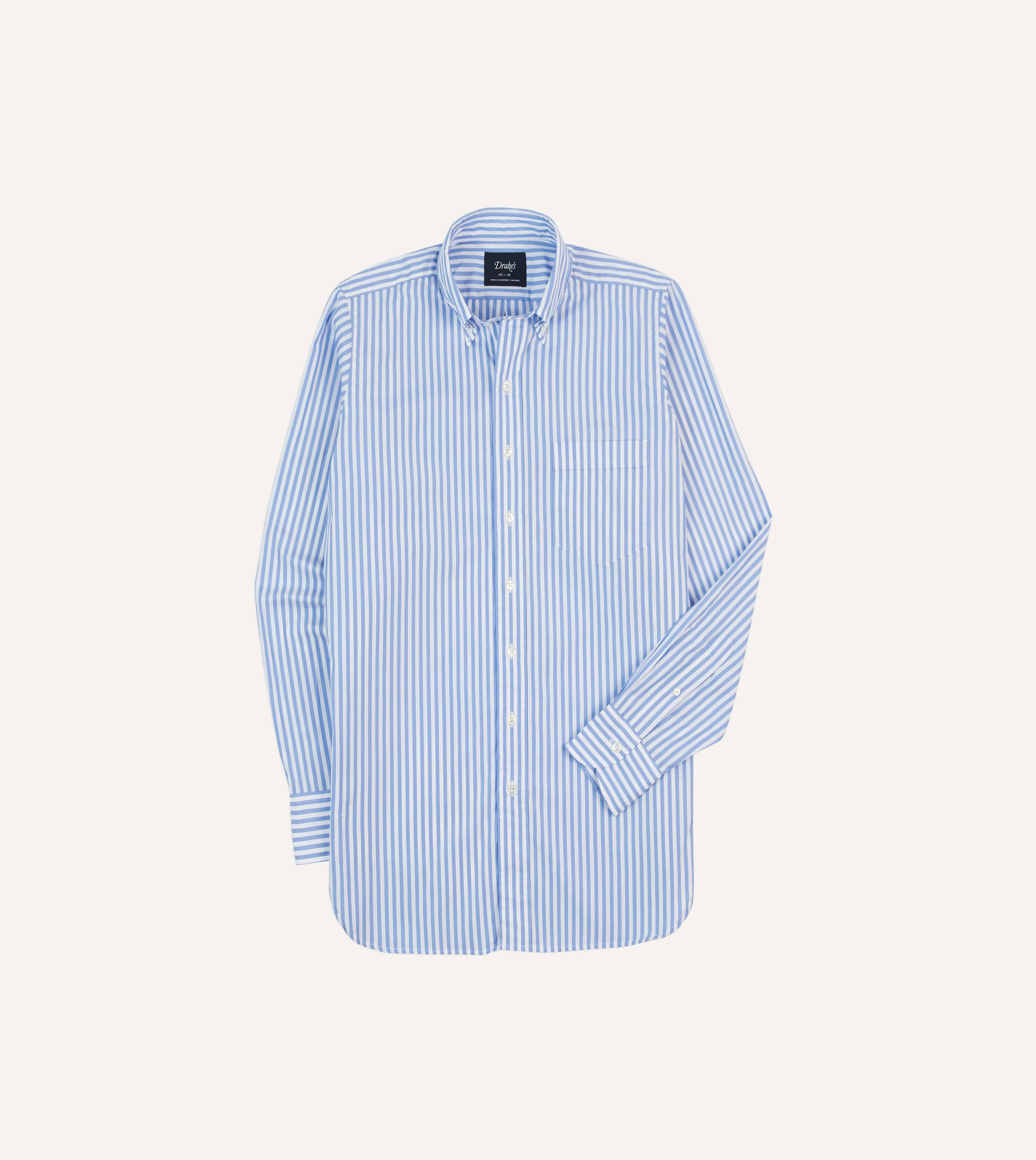 Blue Bengal Stripe Cotton Poplin Button-Down Shirt - 1