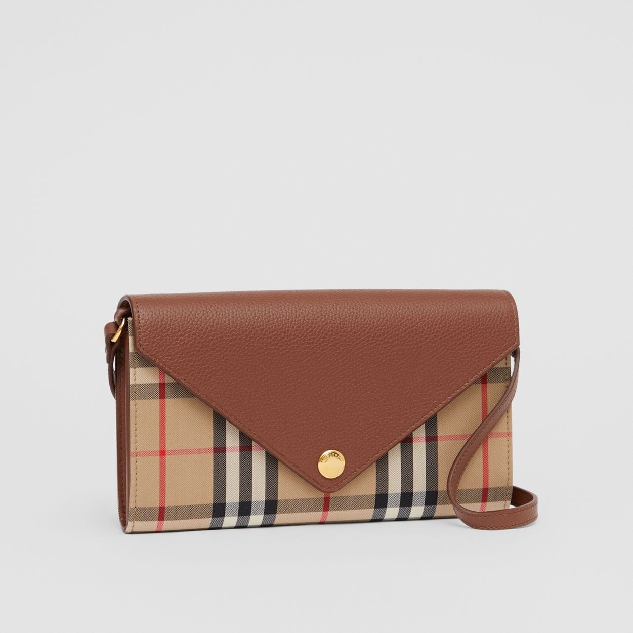 Vintage Check and Leather Wallet with Detachable Strap - 7