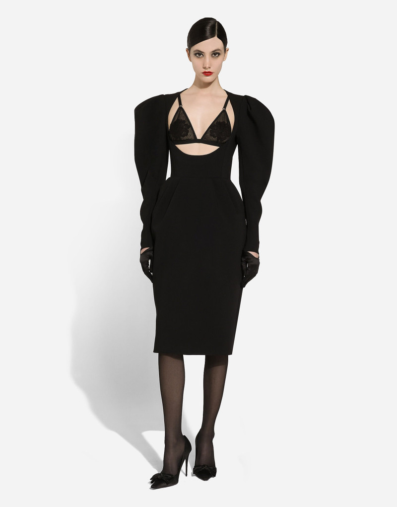 Dolce & Gabbana Calf-length wool dress with open neckline outlook