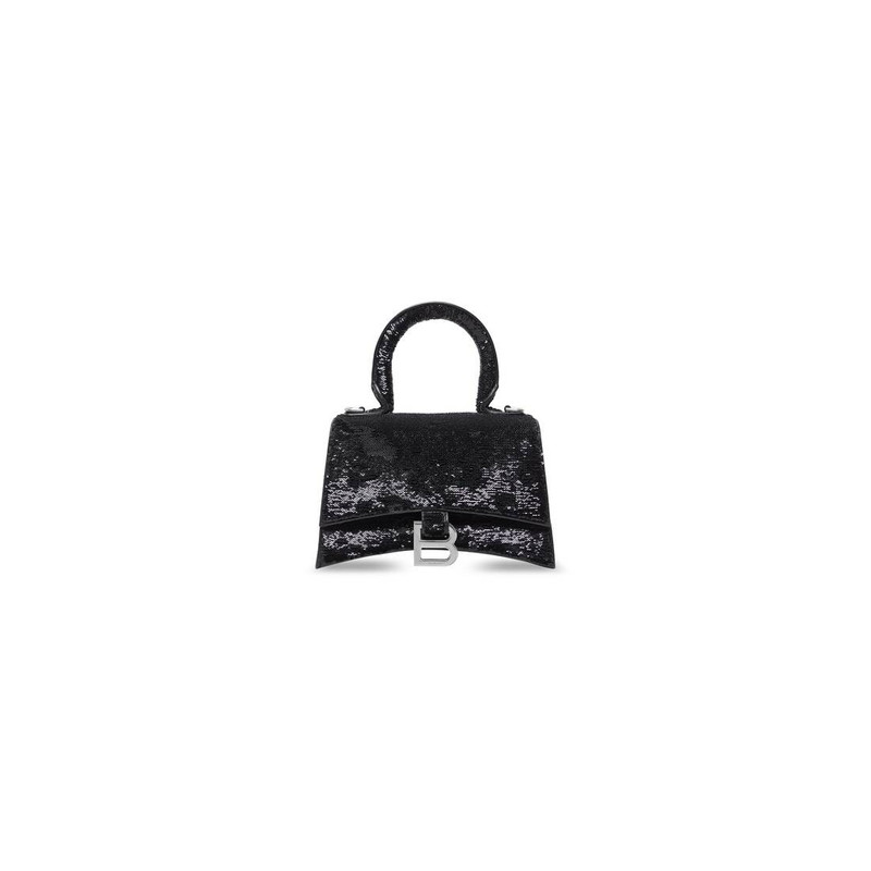 Women's Hourglass Xs Handbag With Chain And Sequin in Black 1