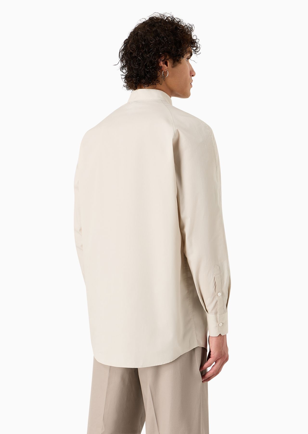 Poplin shirt with guru collar and pockets on the chest - 3