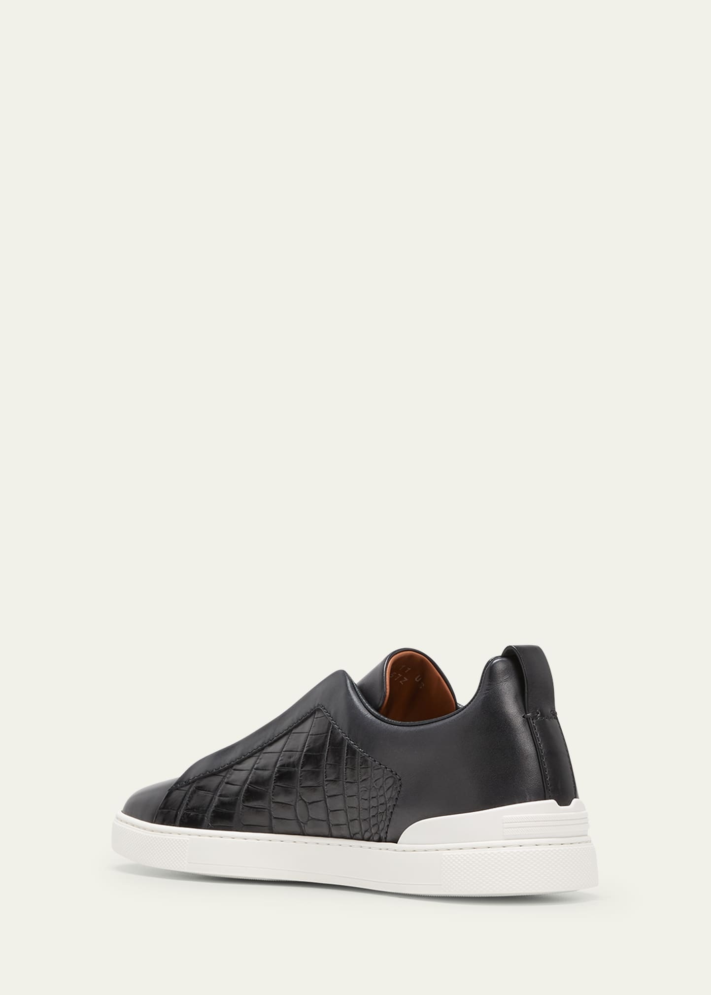 Men's Triple Stitch Alligator Leather Slip-On Sneakers - 4