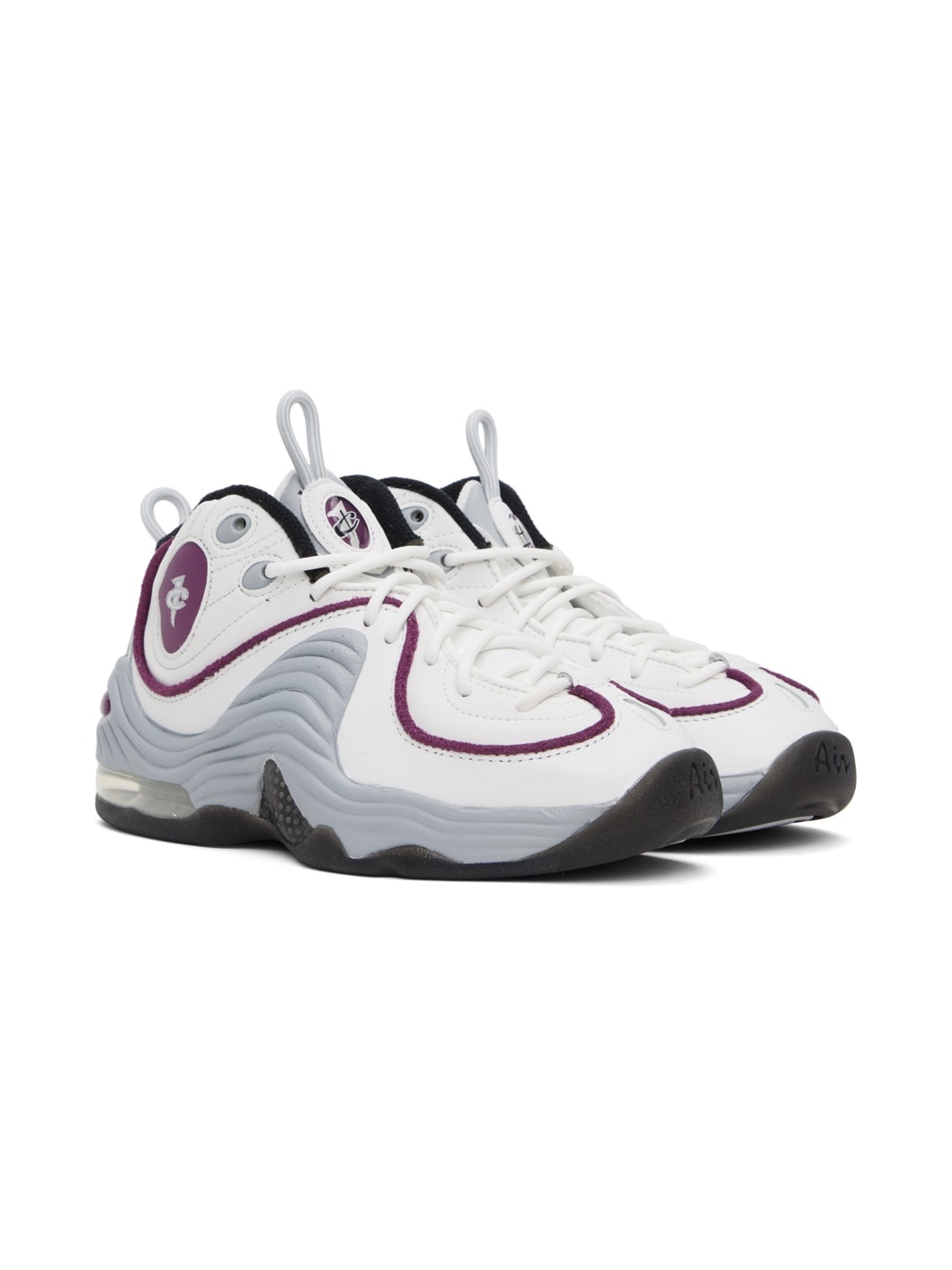 White & Purple Air Penny II Sneakers - 4