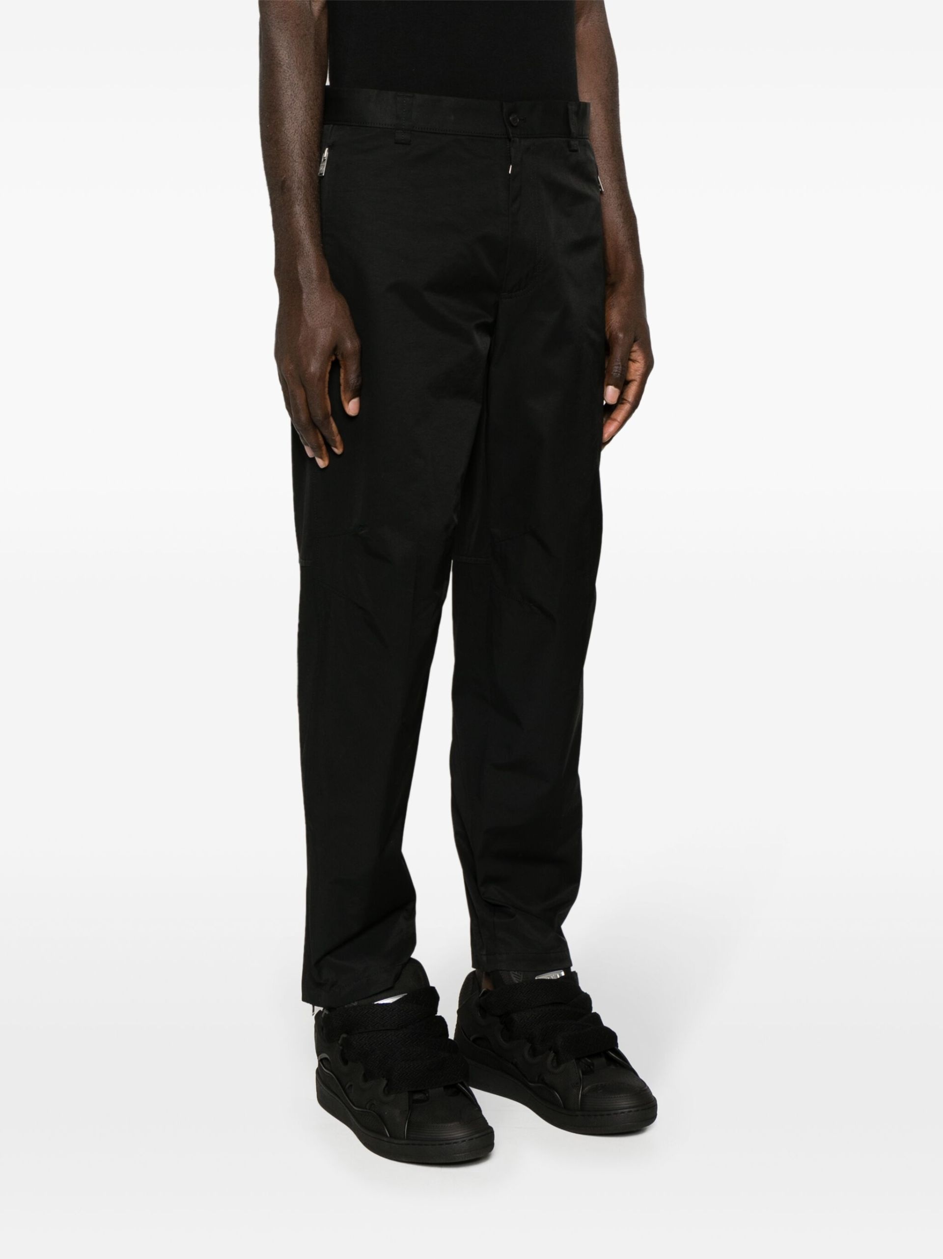 Black Biker Tapered Trousers - 3