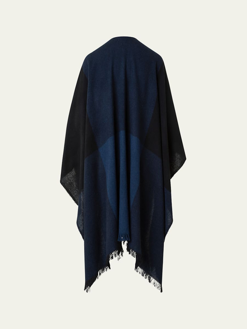 AKRIS Check Wool-Cashmere Fringed Cape Scarf outlook