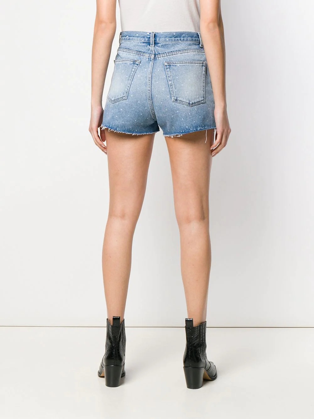 spotted back denim shorts - 4