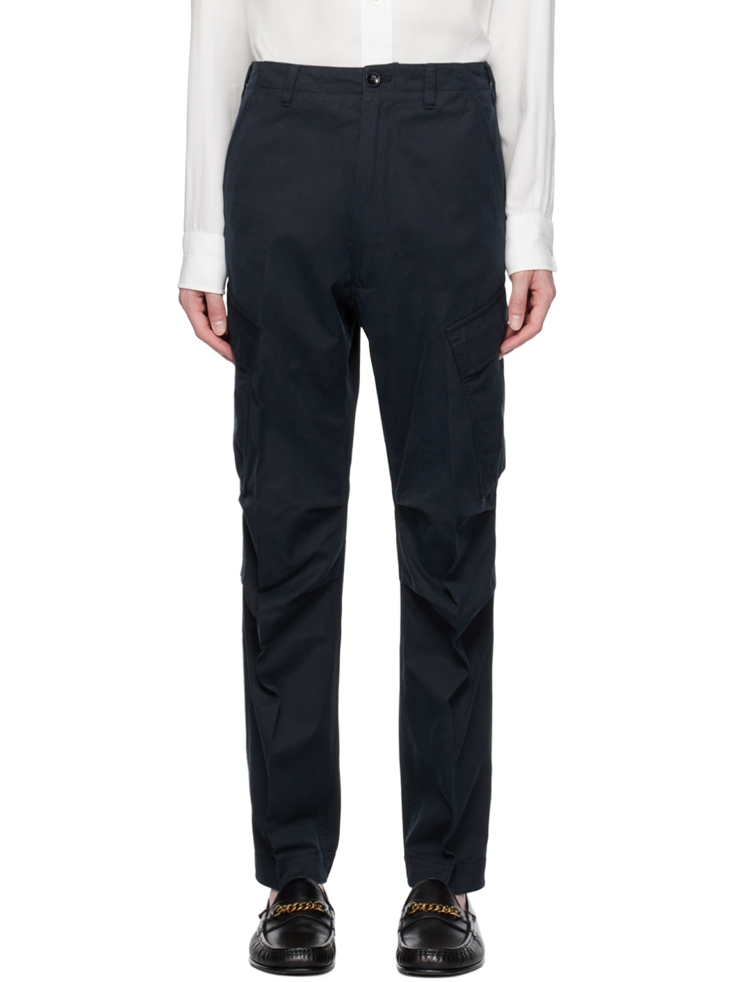 Navy Cuffed Cargo Pants - 1