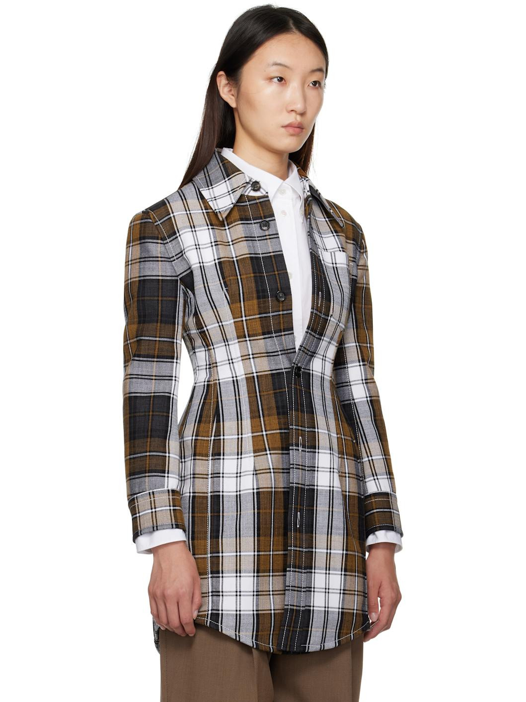Multicolor Structured Cotton Check Coat - 2