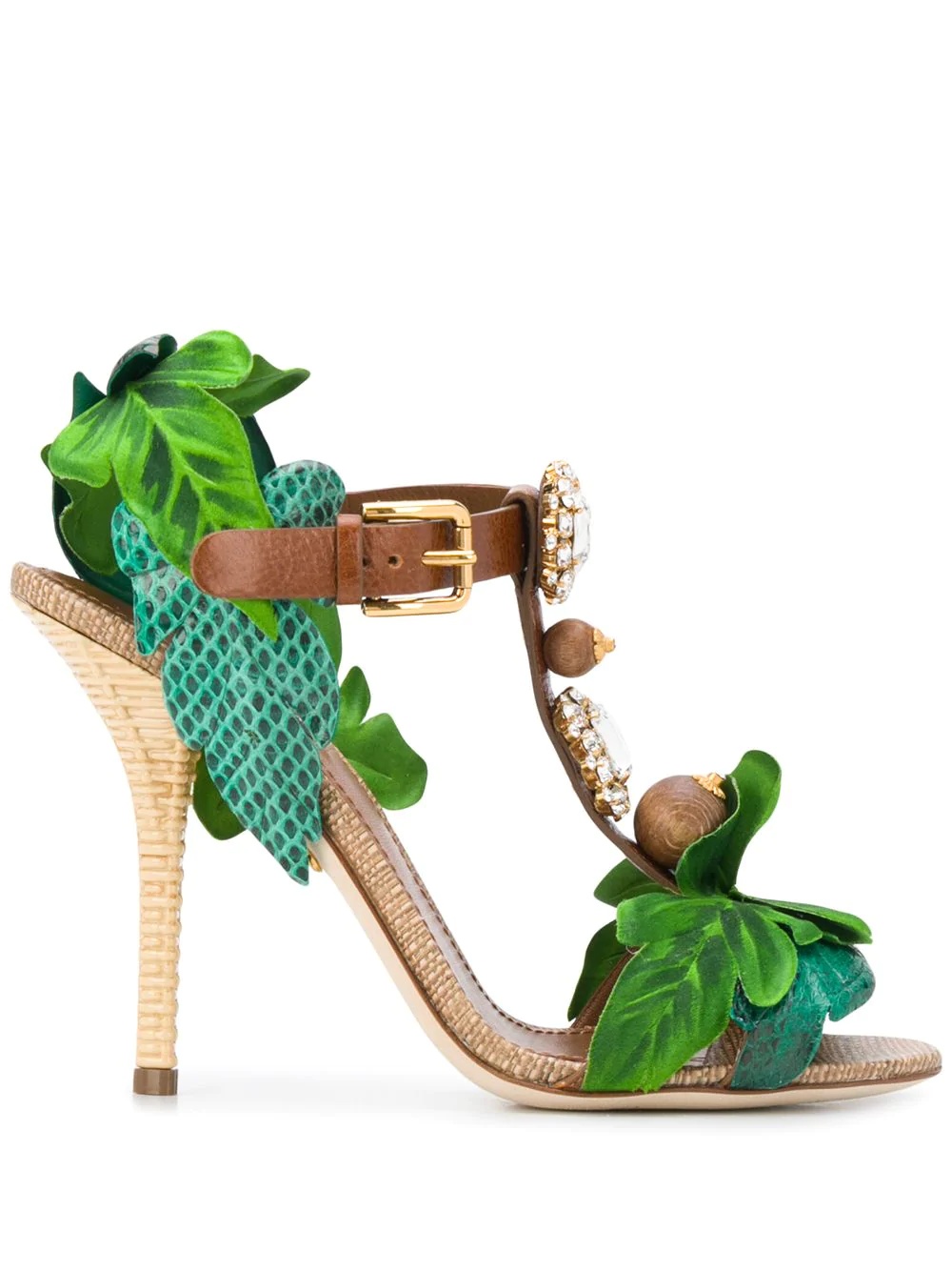 Keira leaf appliqué bejewelled sandals - 1