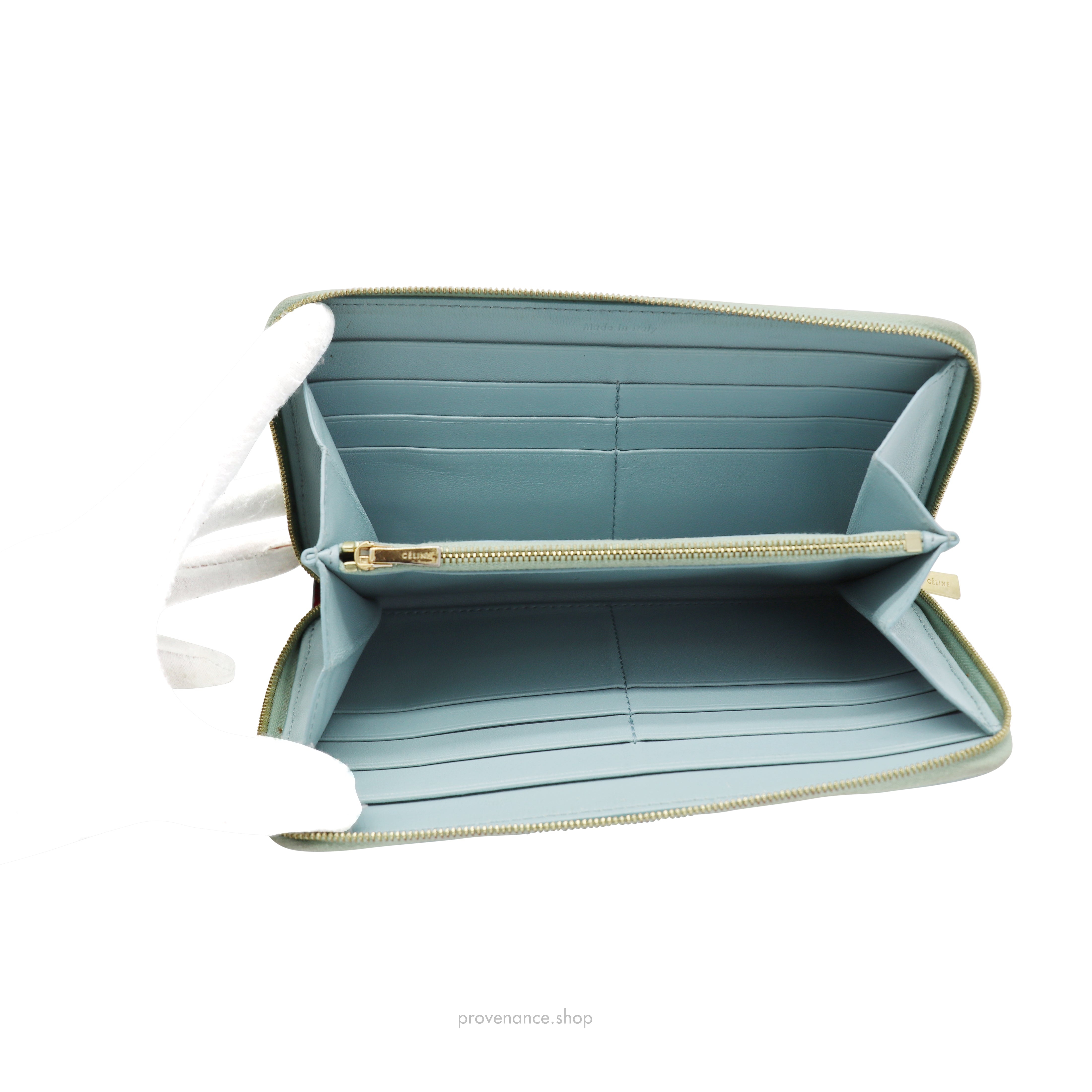 Celine Multifunction Zip Wallet - Sky Blue/Red - 7