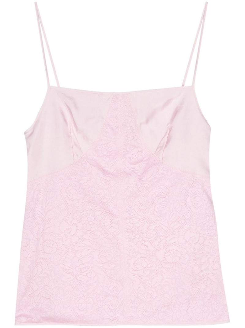 JIL TOP VST CAMI SQR NCK SLVLSS FRNT LACE APPLIQUE CTTN 1