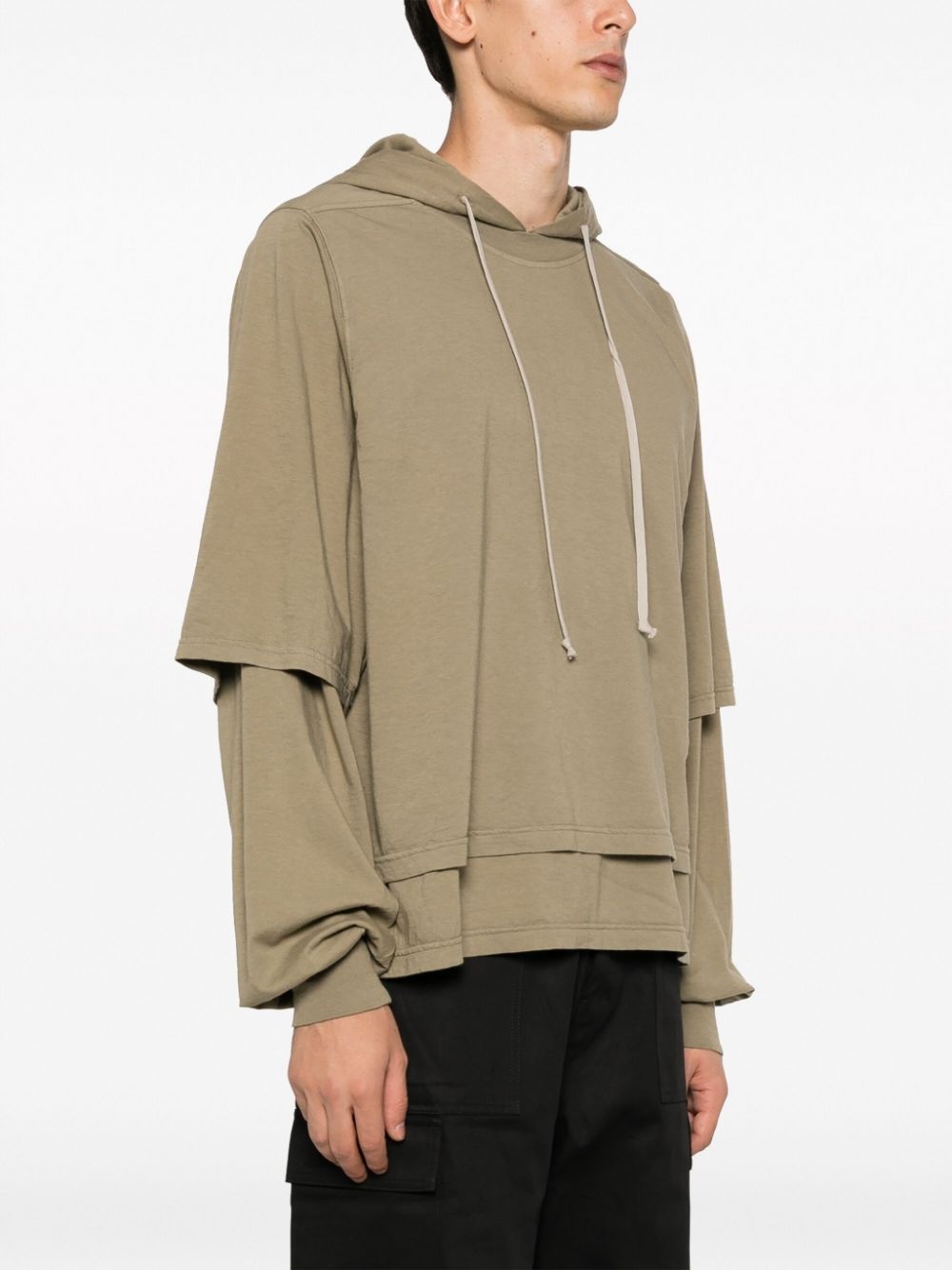 double-layered drawstring hoodie - 3