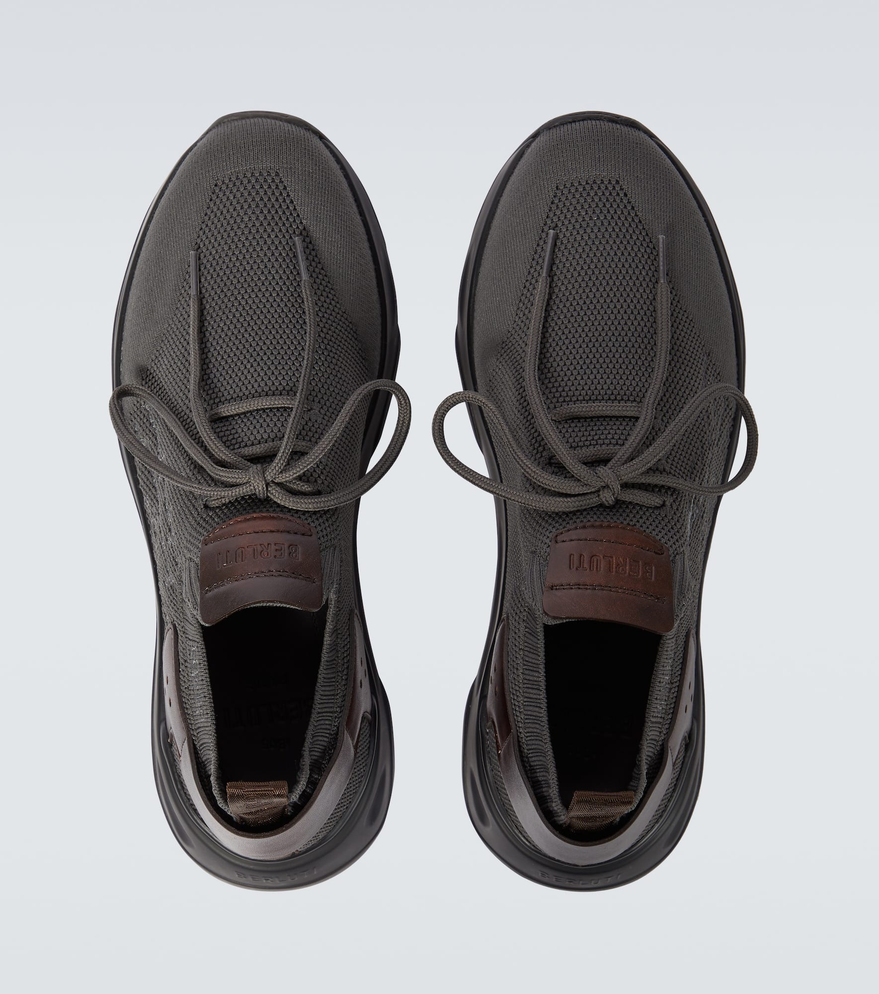Embroidered leather-trimmed sneakers - 4