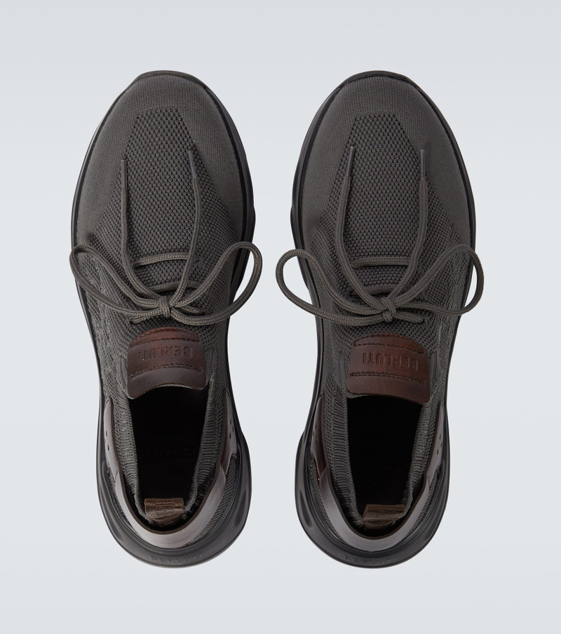 Embroidered leather-trimmed sneakers 4