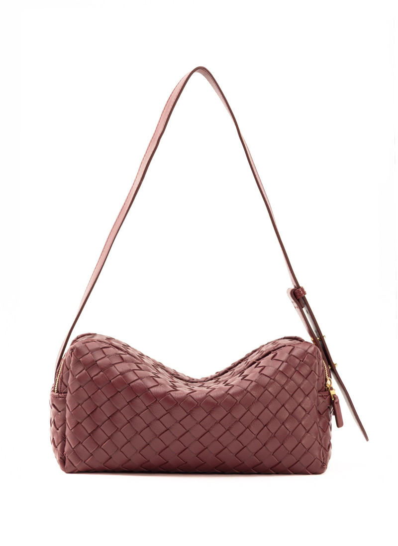 Trousse Woven Leather Burgundy 1