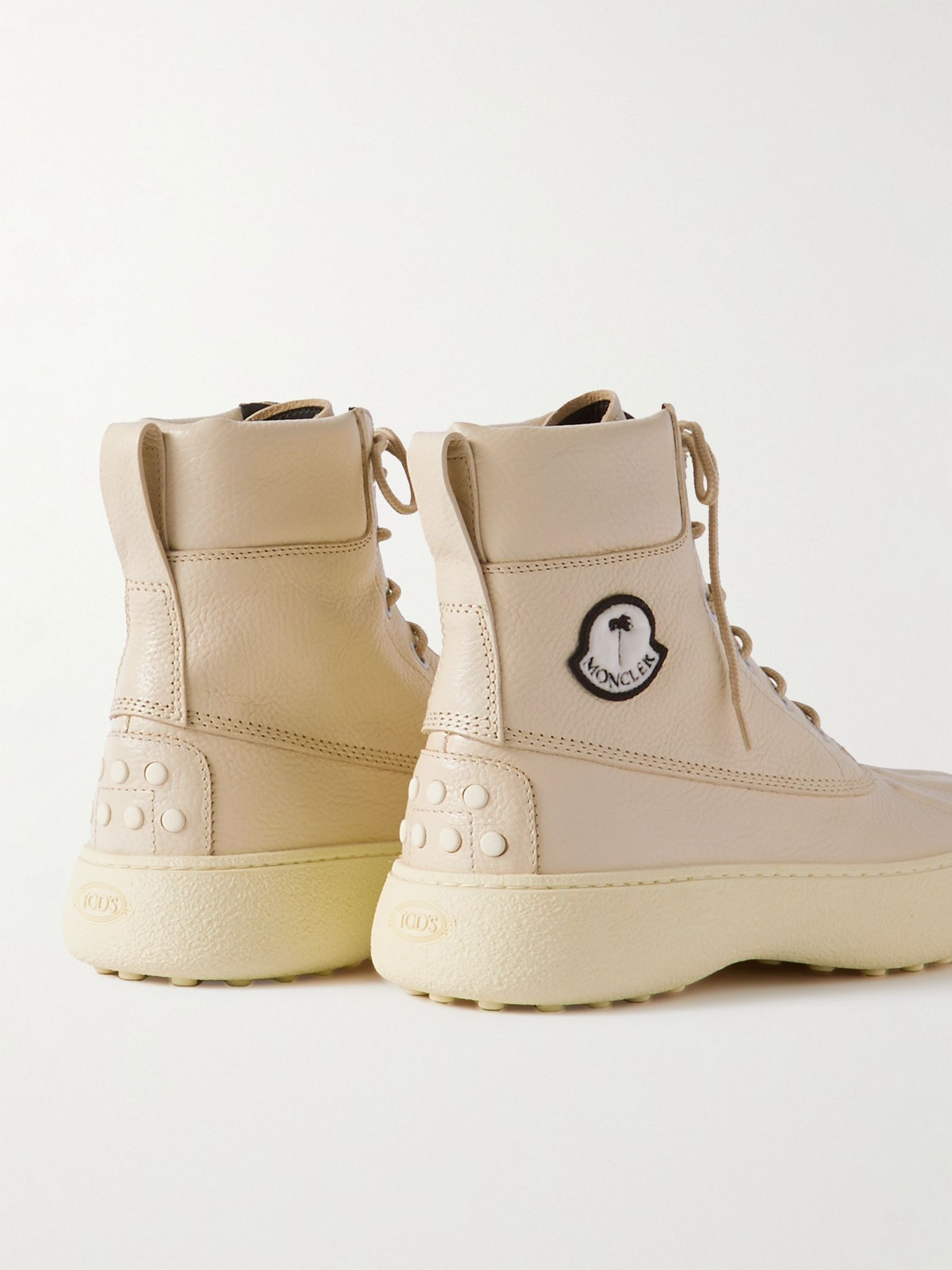 + Tod's + Palm Angels Winter Gommino Full-Grain Leather Boots Cream - 5