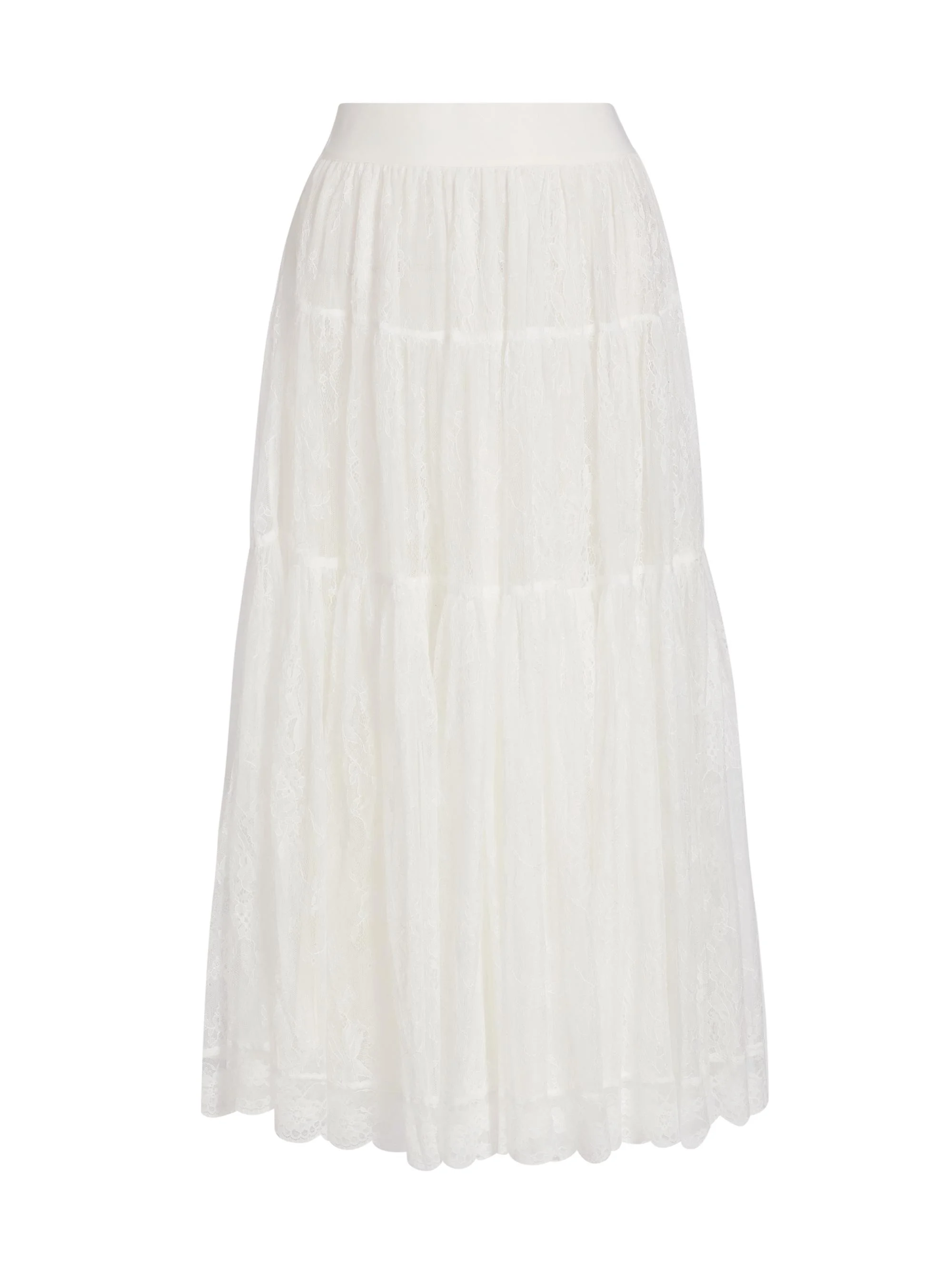 Women's Rosetta Lace Midi-Skirt - White - 1