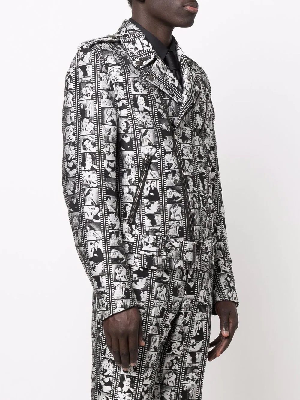 graphic-print biker jacket - 3