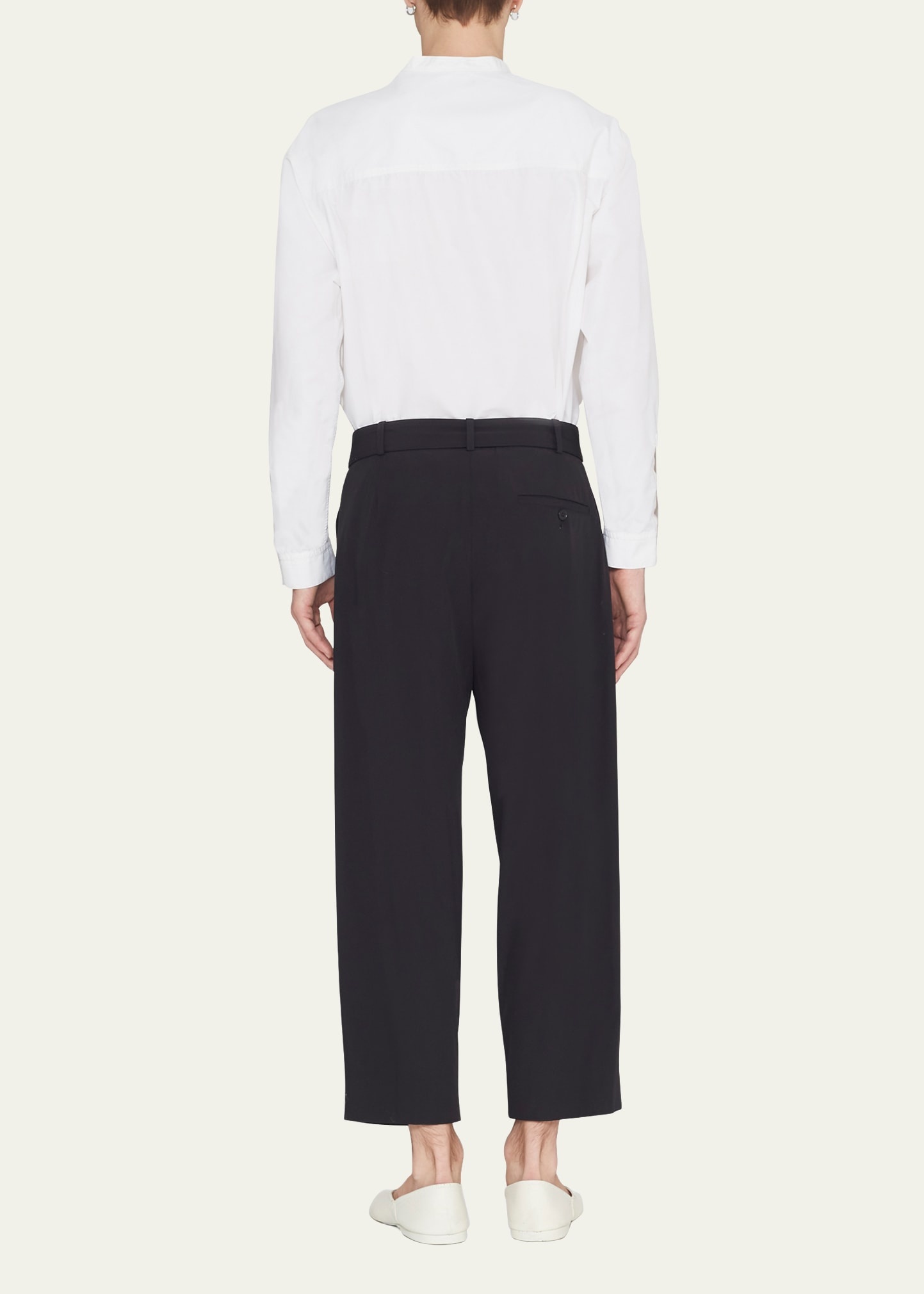Men's Cropped Wool-Blend Belted Trousers - 3